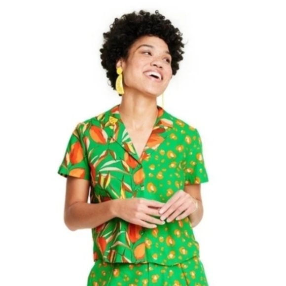Tabitha Brown Tops - Tabitha Brown for Target Plus Sibutton-down shirt Linen  Womens 2X Colorful